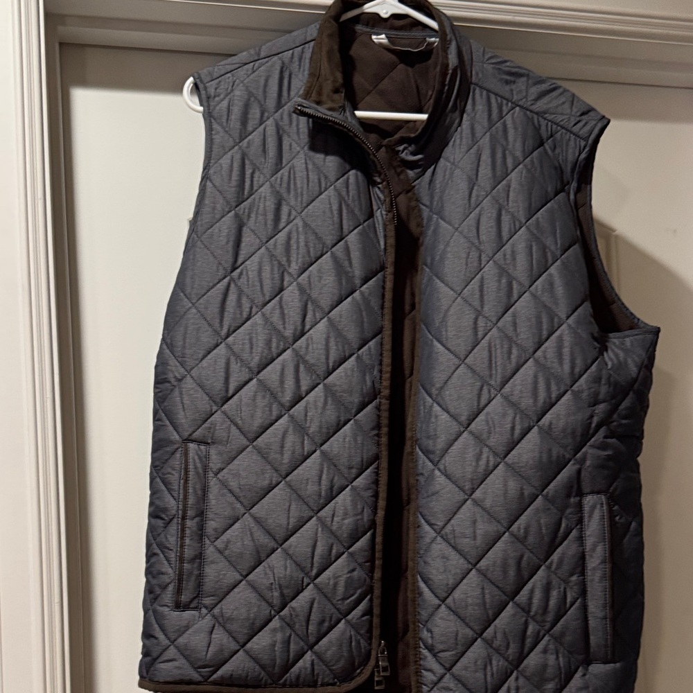 Peter Millar Charcoal and Brown Quilted Vest